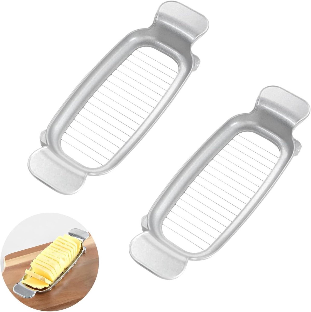 Boter en kaasschaaf - Multifunctionele snijder - Gelijkmatig snijden - Ergonomische handgreep - 2 stuks - Zilverkleurig