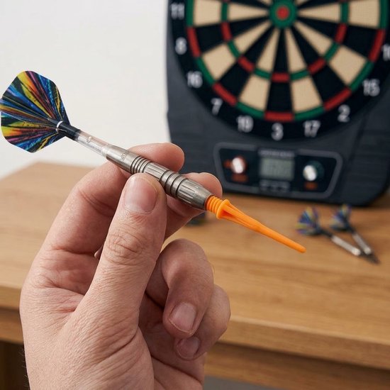 Oranje dart tips soft tip set 120 stuks darts accessoires kunststof dart punten vervangbare soft tips voor elektronische dartborden inclusief opbergdoosjes — afbeelding 3