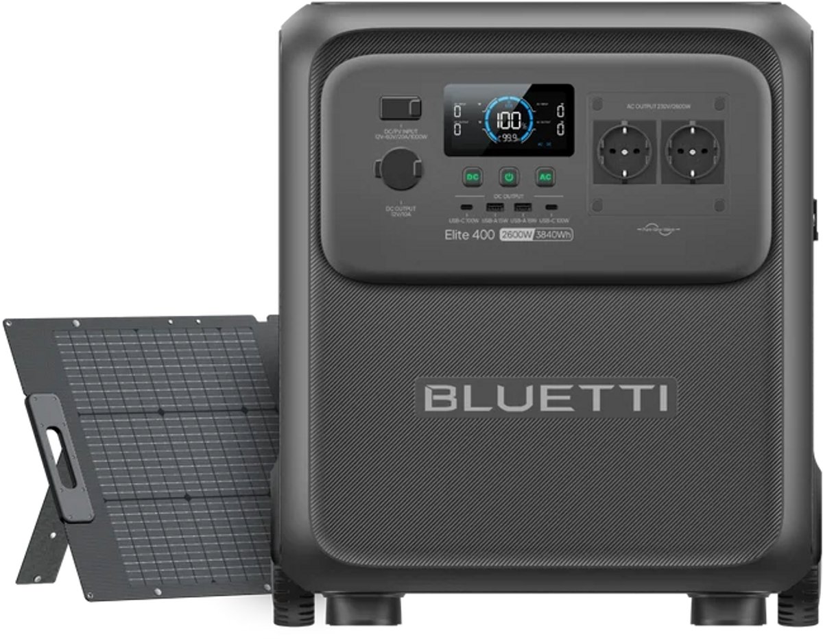 BLUETTI Elite 400 met PV200 - 3840Wh 2600W Zonne energiecentrale met 200W Zonnepaneel - voor Camping, Thuis Noodstroom
