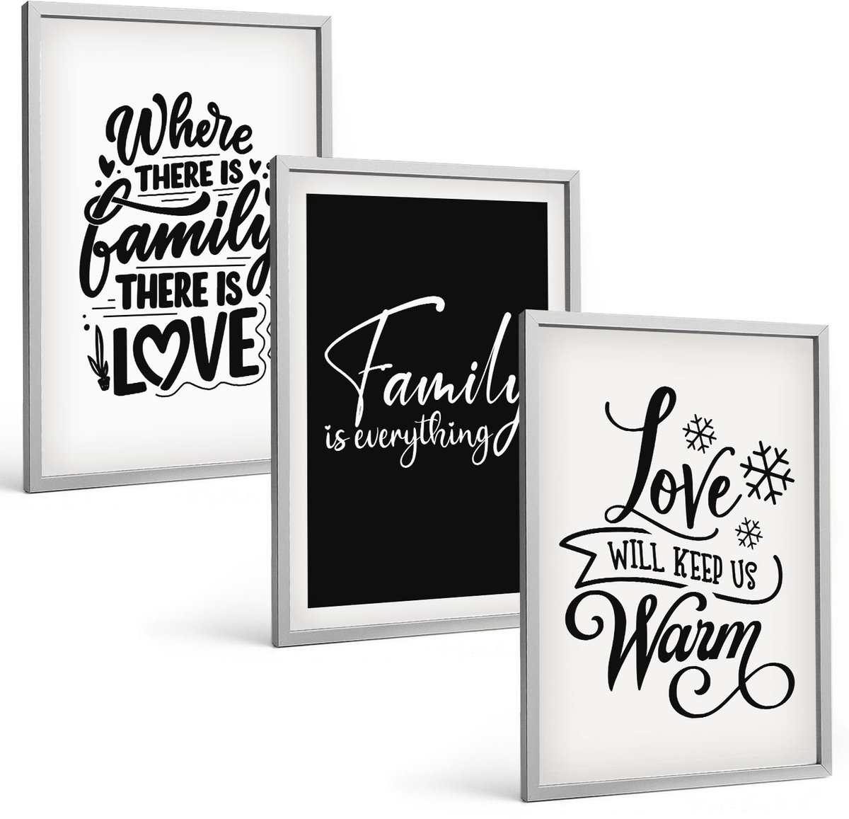 Coloray 3-Delige Schilderij Set - Familie, Liefde, Warmte, Thuis, Inspirerende Citaten - 40 x 60 cm - Stijlvolle Muurdecoratie - Kantoor - Wanddecoratie