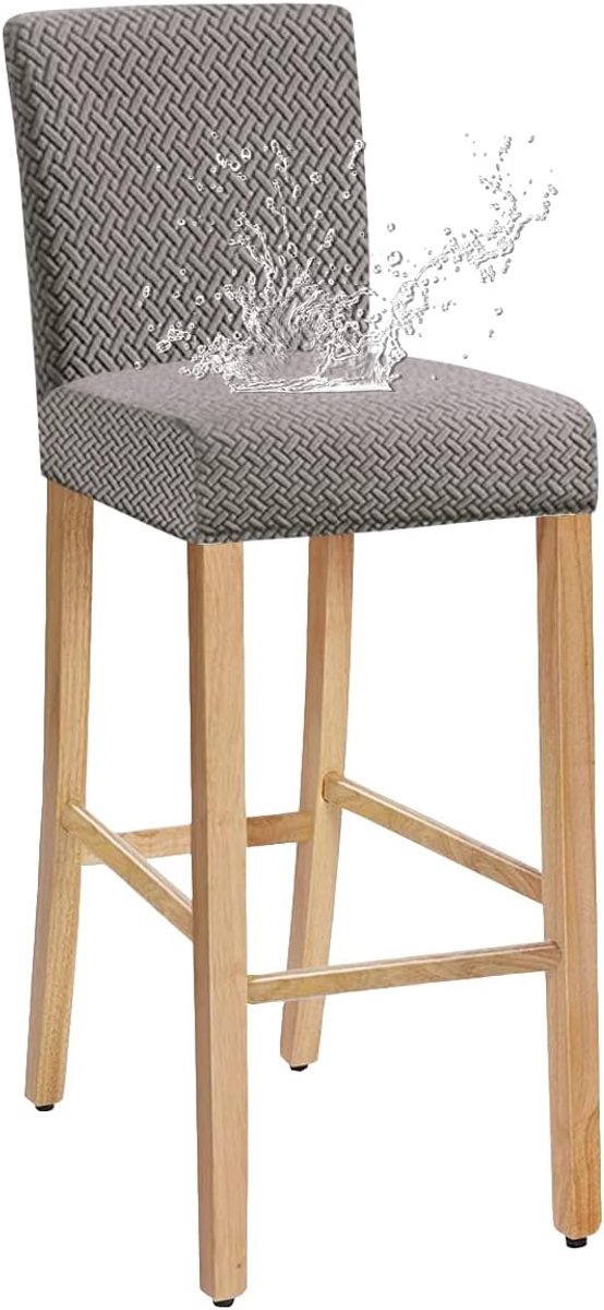Krukhoezen, Stretch Verwijderbare Wasbare Stoel Slipcover voor Korte Draaibare Eetkamerstoel Rugstoel Barkruk Stoel (Lichtgrijs, Set van 2)