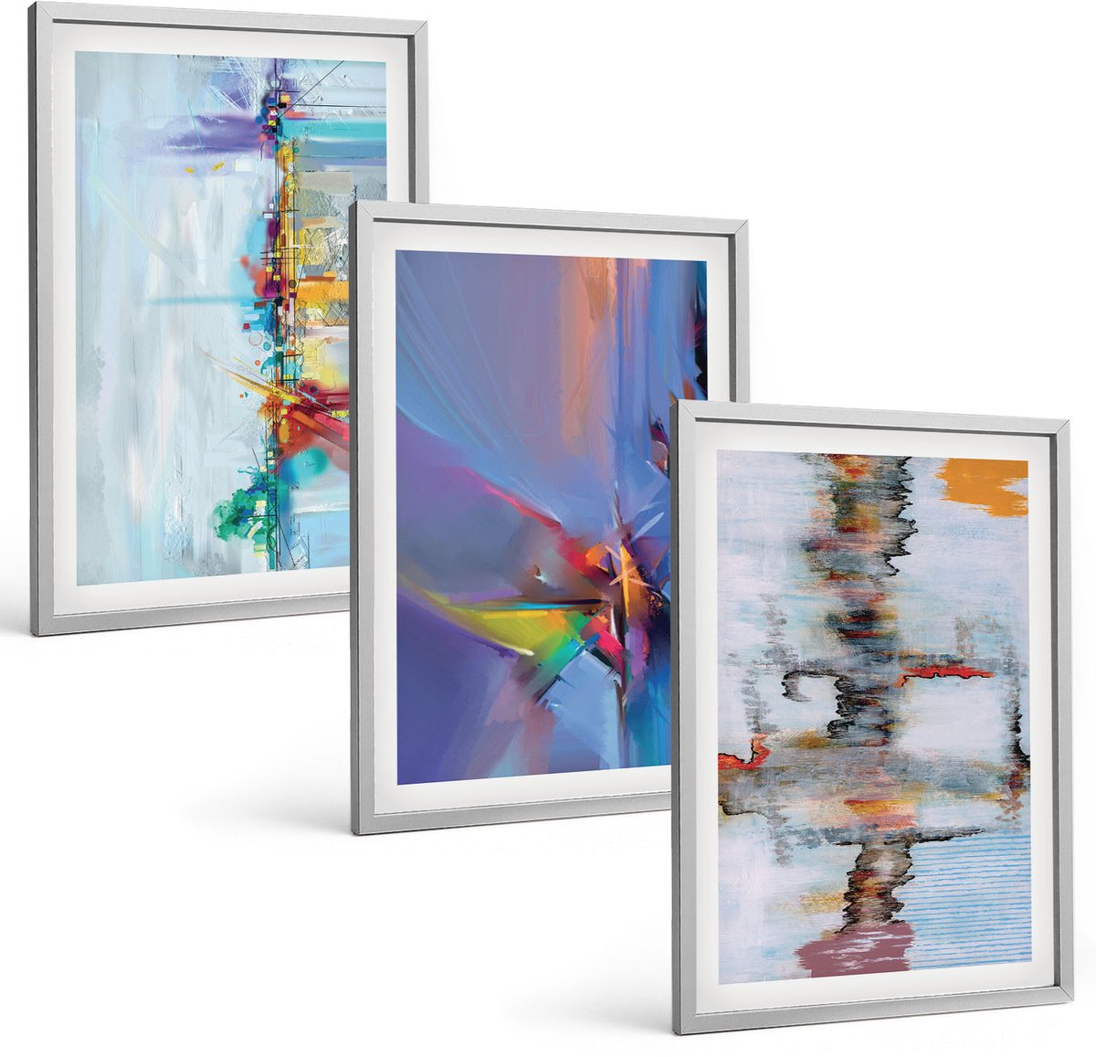 Coloray 3-Delige Schilderij Set - Abstracte Composities In Schilderstijl - 40 x 60 cm - Wanddecoratie - Muurdecoratie - Woonkamer - Stijlvolle Muurdecoratie