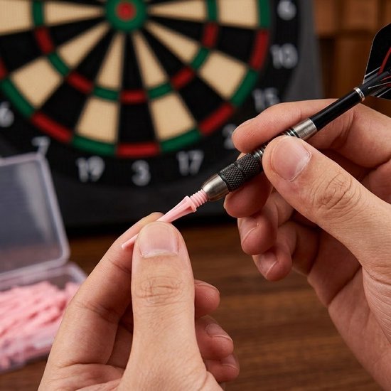Roze dart tips soft tip set 180 stuks darts accessoires kunststof dart punten vervangbare soft tips voor elektronische dartborden inclusief opbergdoosjes — afbeelding 3
