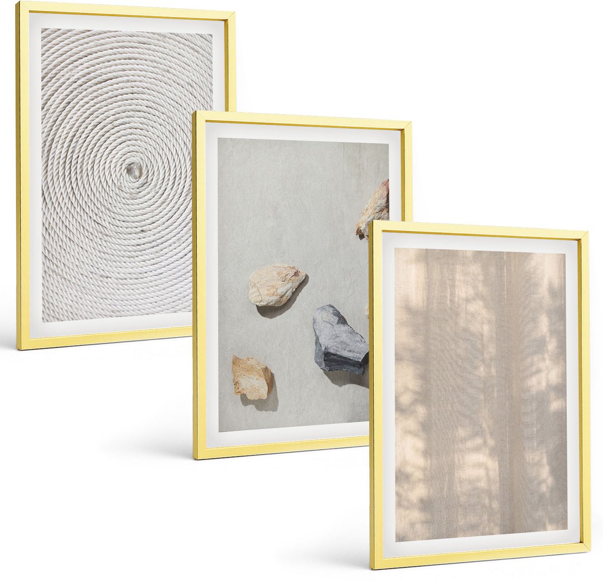 Coloray 3-Delige Schilderij Set - Boho-Texturen, Natuurlijke Structuren - 40 x 40 cm En 40 x 60 cm - Wanddecoratie - Moderne Interieurdecoratie