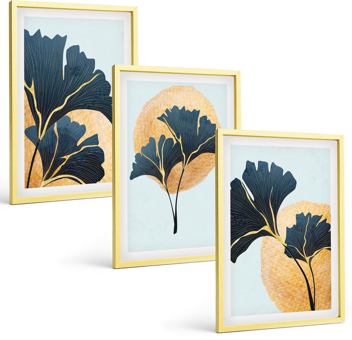 Coloray 3-Delige Schilderij Set - Berglandschappen Met Waterval, Herten En Strand - 40 x 40 cm En 40 x 60 cm - Decoratieve Schilderijen - Woonkamer - Interieur