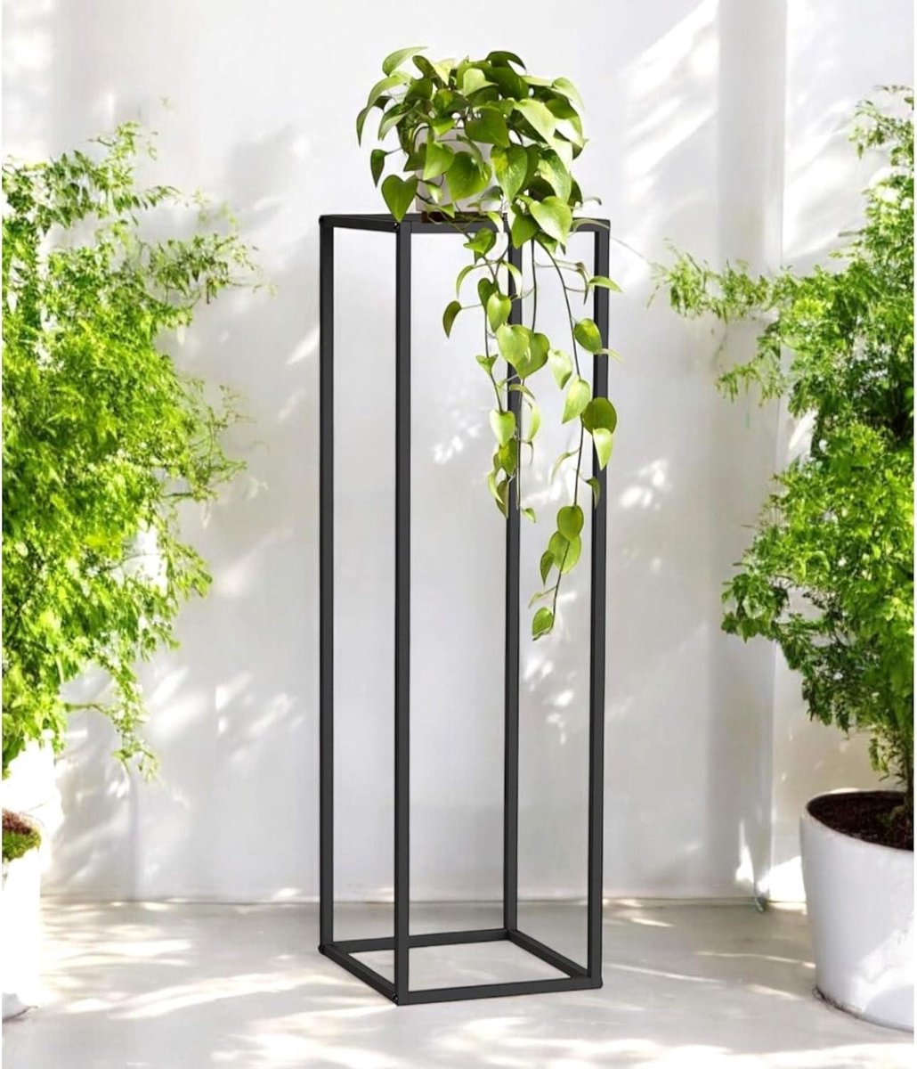 Plantenstandaard Metaal - Bloemenkruk Hoge - Decoratie Presenteren - Modern Tijdloos Design - 100 cm Hoog - Zwart