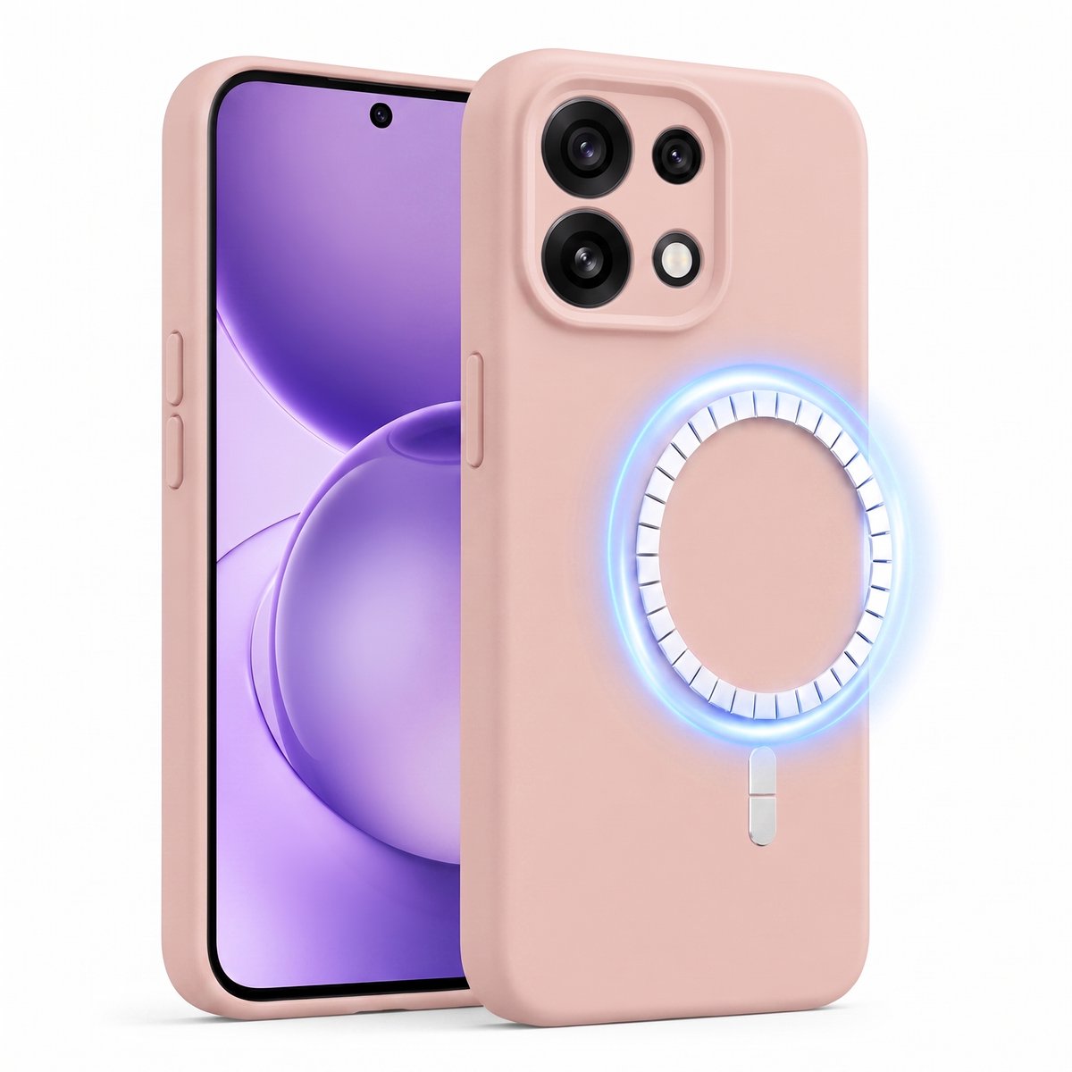 Hoesje geschikt voor Oppo Reno 16 Pro - Hoesje geschikt voor Magsafe - Draadloos opladen - Gehard Glas - Oud Roze