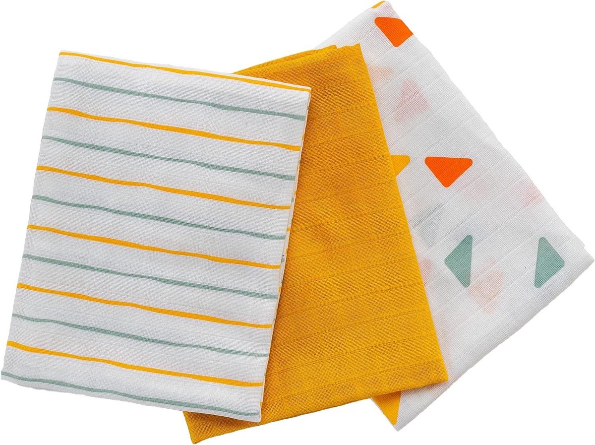 Hydrofiele Luiers - Mullwindels Baby - Babyverzorging Thuis - Oeko-Tex Gecertificeerd - 3-Pack 70x70 - Geel