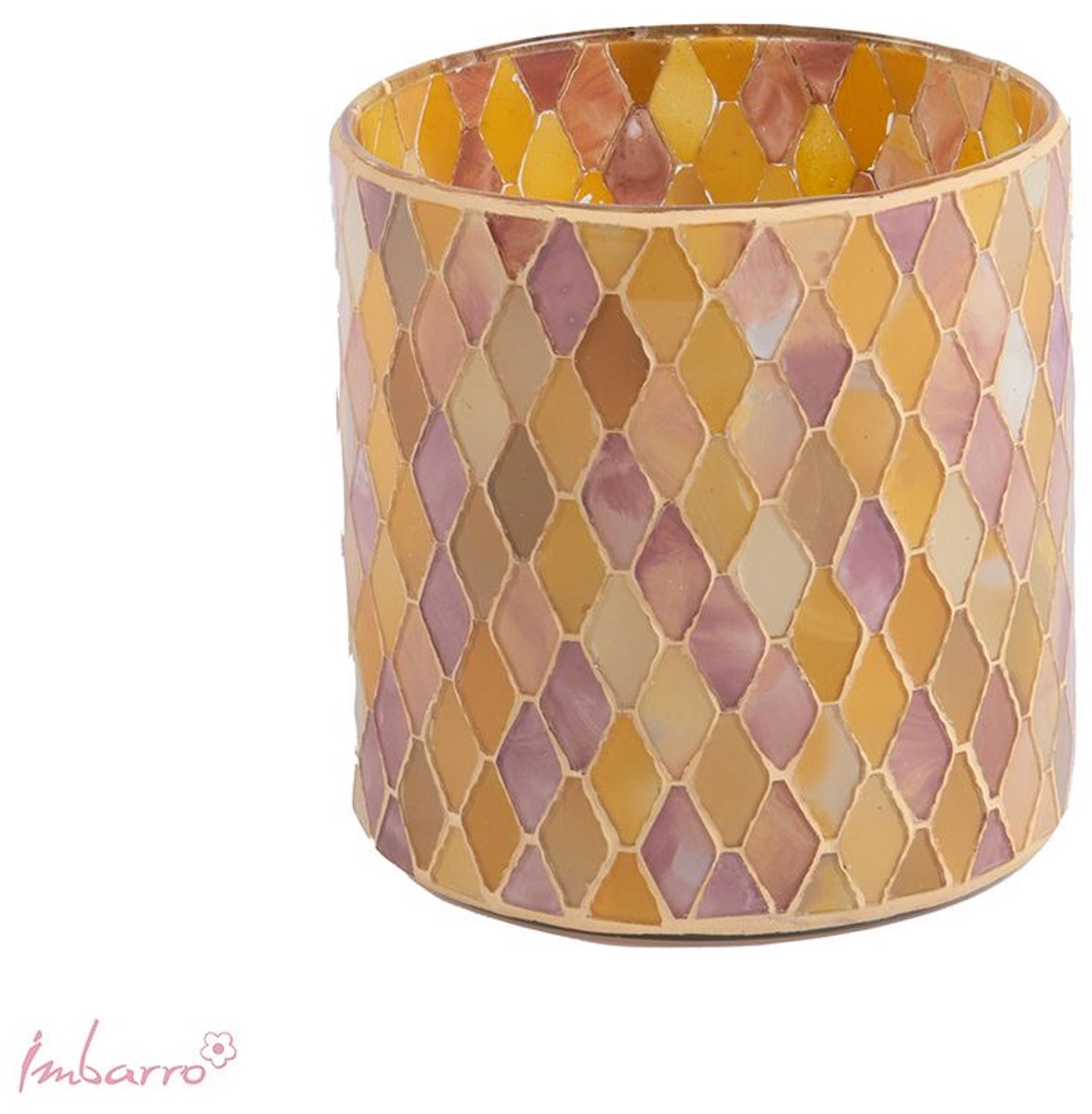 Imbarro Home & Fashion - Windlicht Valerie L - Geel, Roze - 12.75 X 12.75 cm