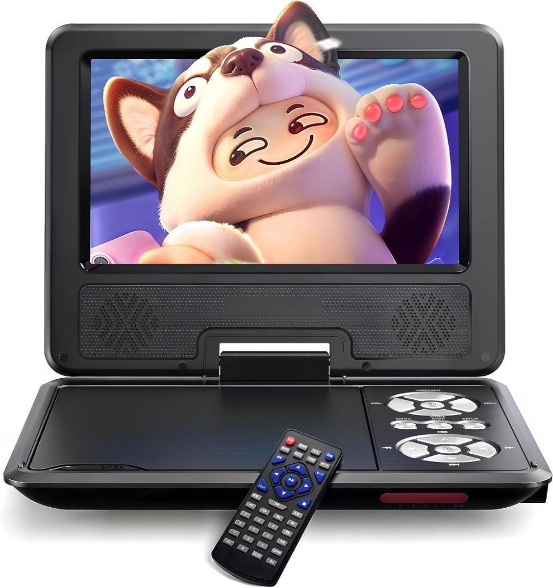TYR® Draagbarer Dvd Speler - Draaibaar Scherm - Draagbare Dvd Speler met Scherm - Zwart - 21cm x 16cm x 4cm
