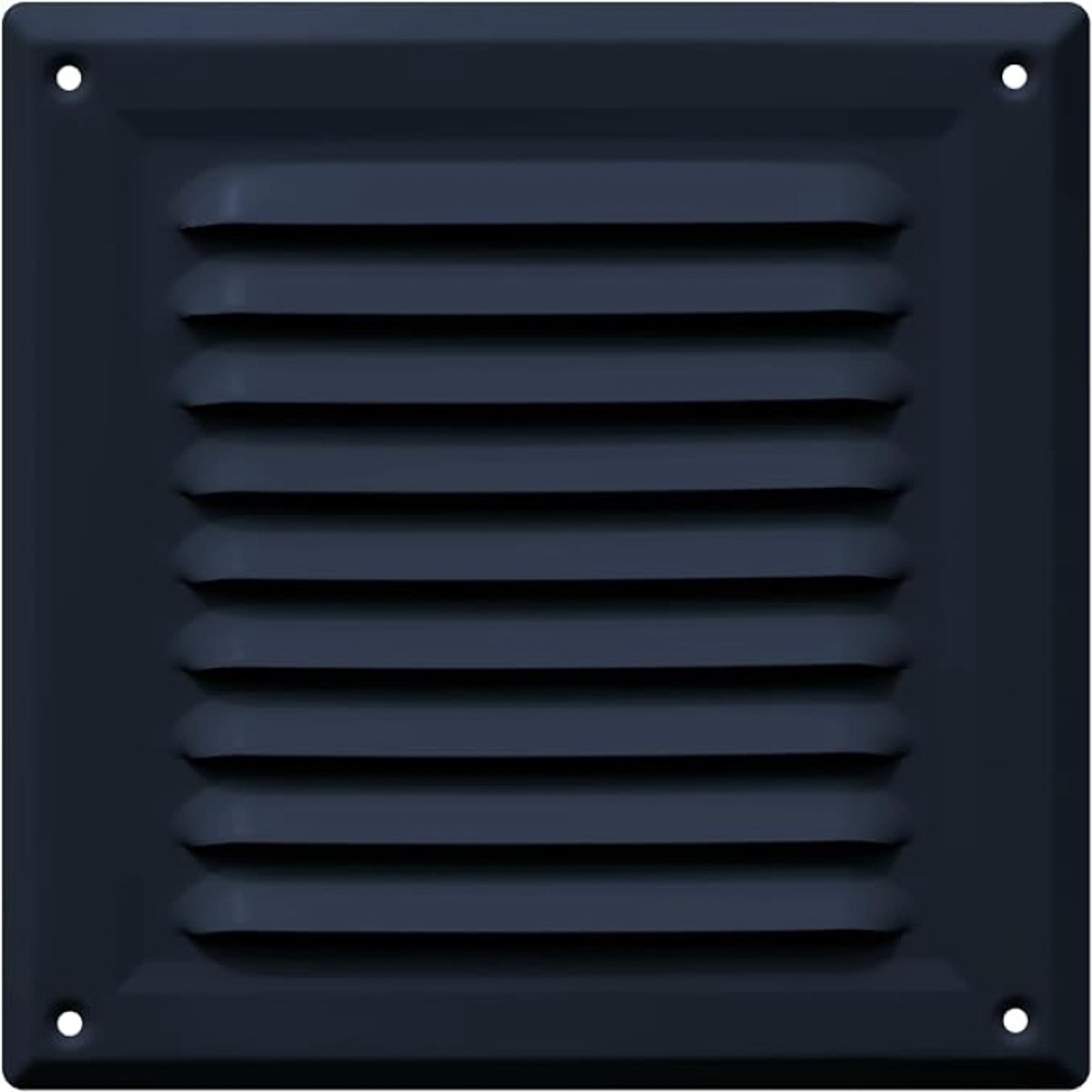 Ventilatierooster 17 x 17 cm met insectenhor, zwart antraciet, stalen buitenrooster
