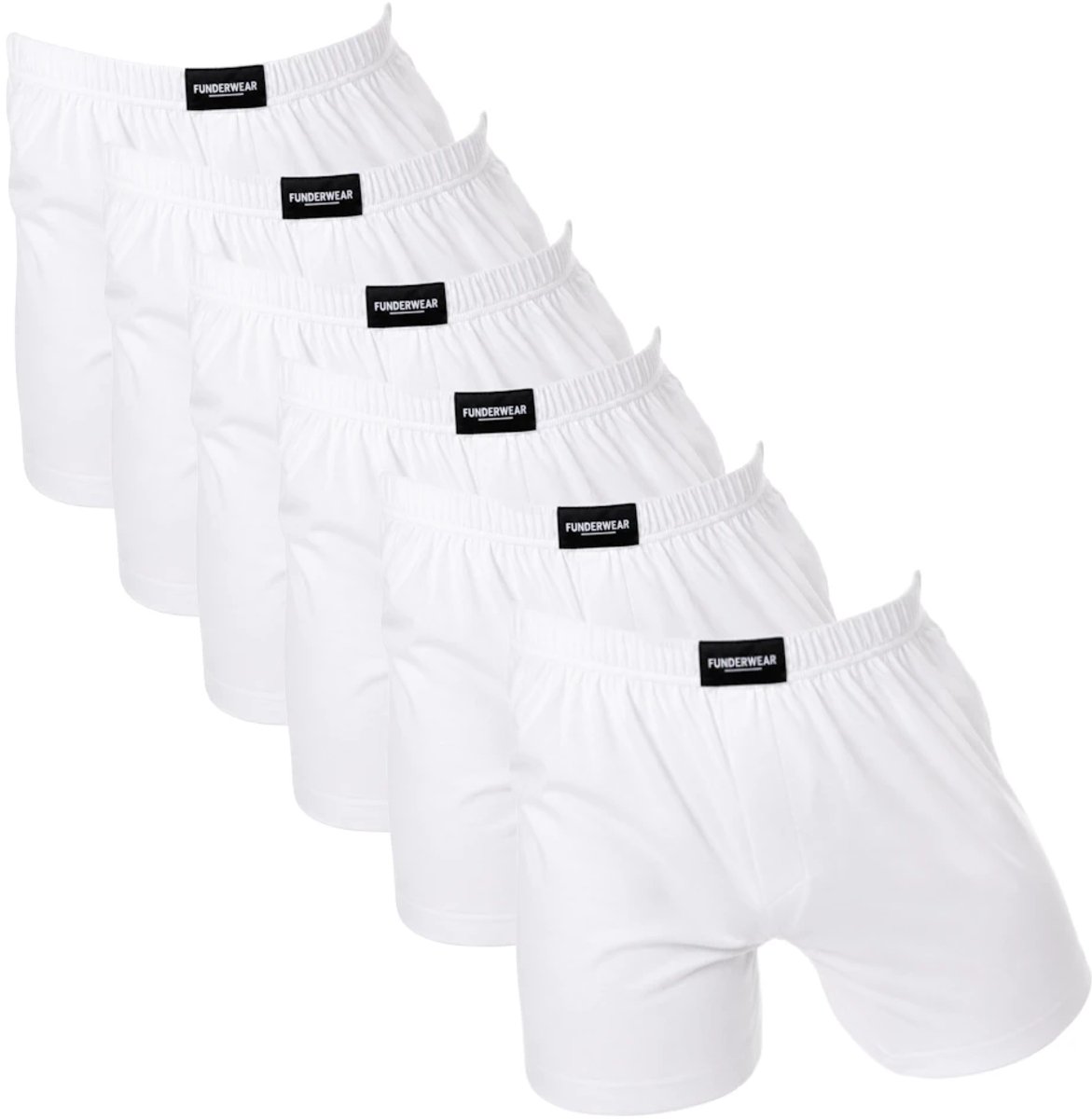 Funderwear/Fun2wear heren boxershorts wijd - 6-pack - wit - maat S