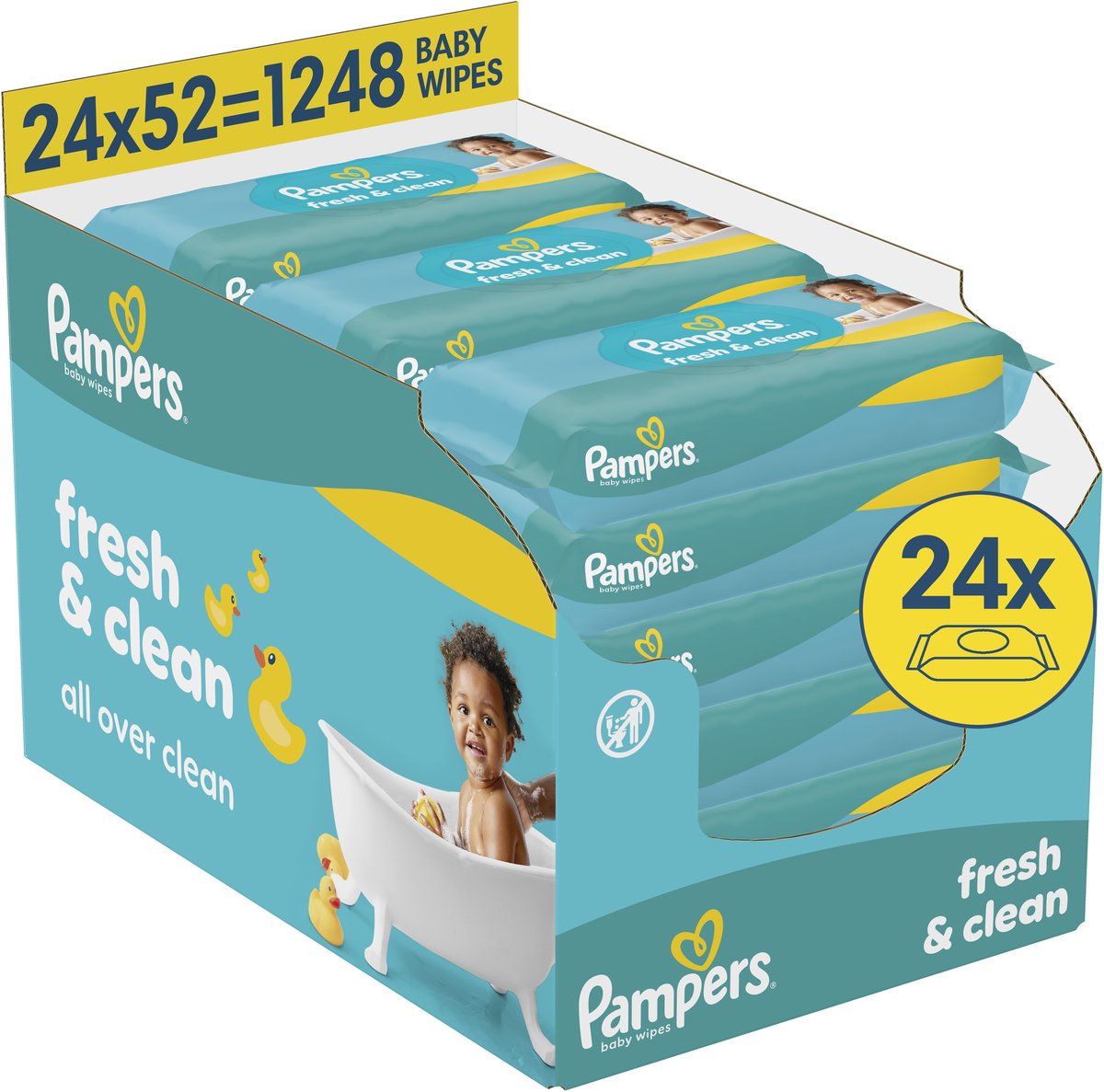 Pampers Fresh Clean Billendoekjes - Schoon Van Top Tot Teen - 24 Verpakkingen van 52 Doekjes = 1248 Babydoekjes