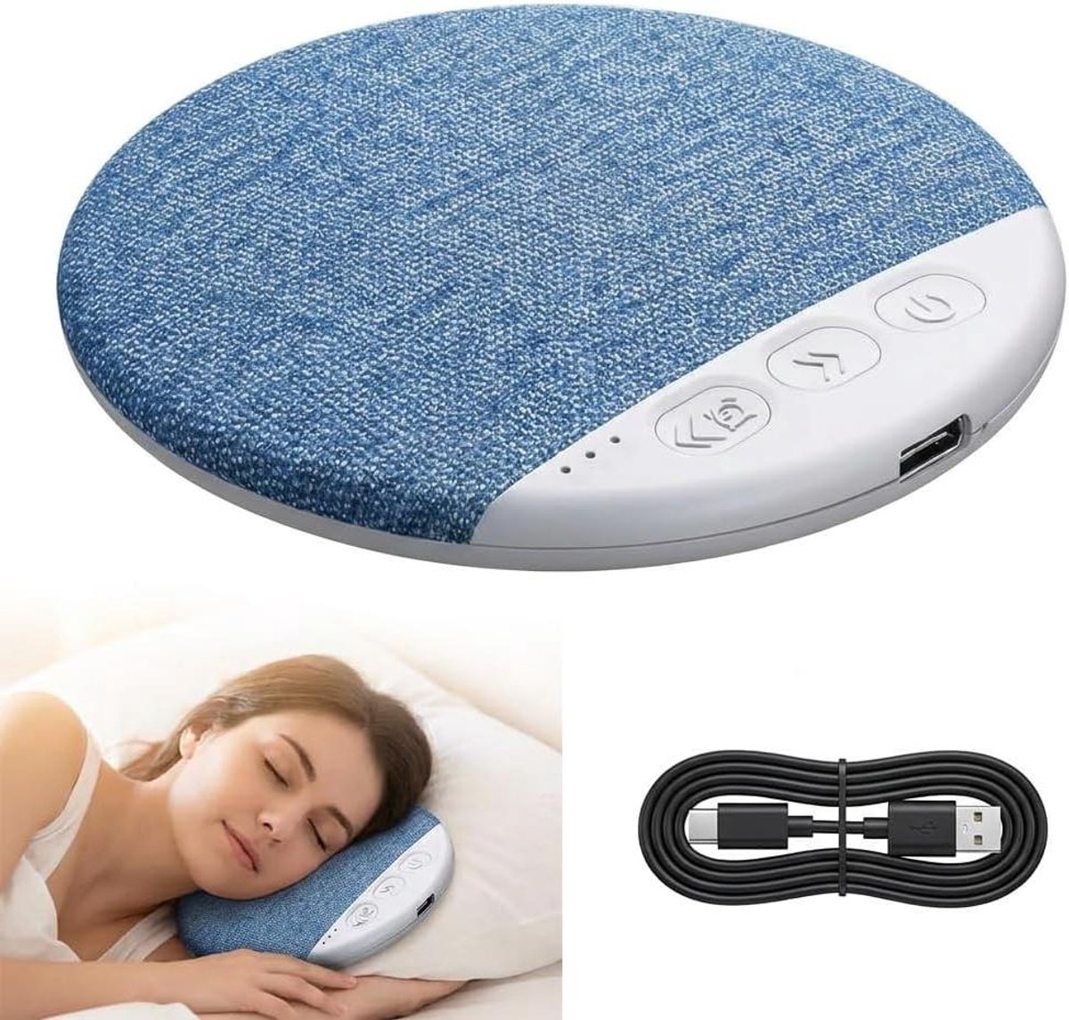 Kussenluidspreker Bluetooth - Slaapgeluid - Ontspannen Slapen - Wit Geluid Timer - 3 x 5 cm - Zwart