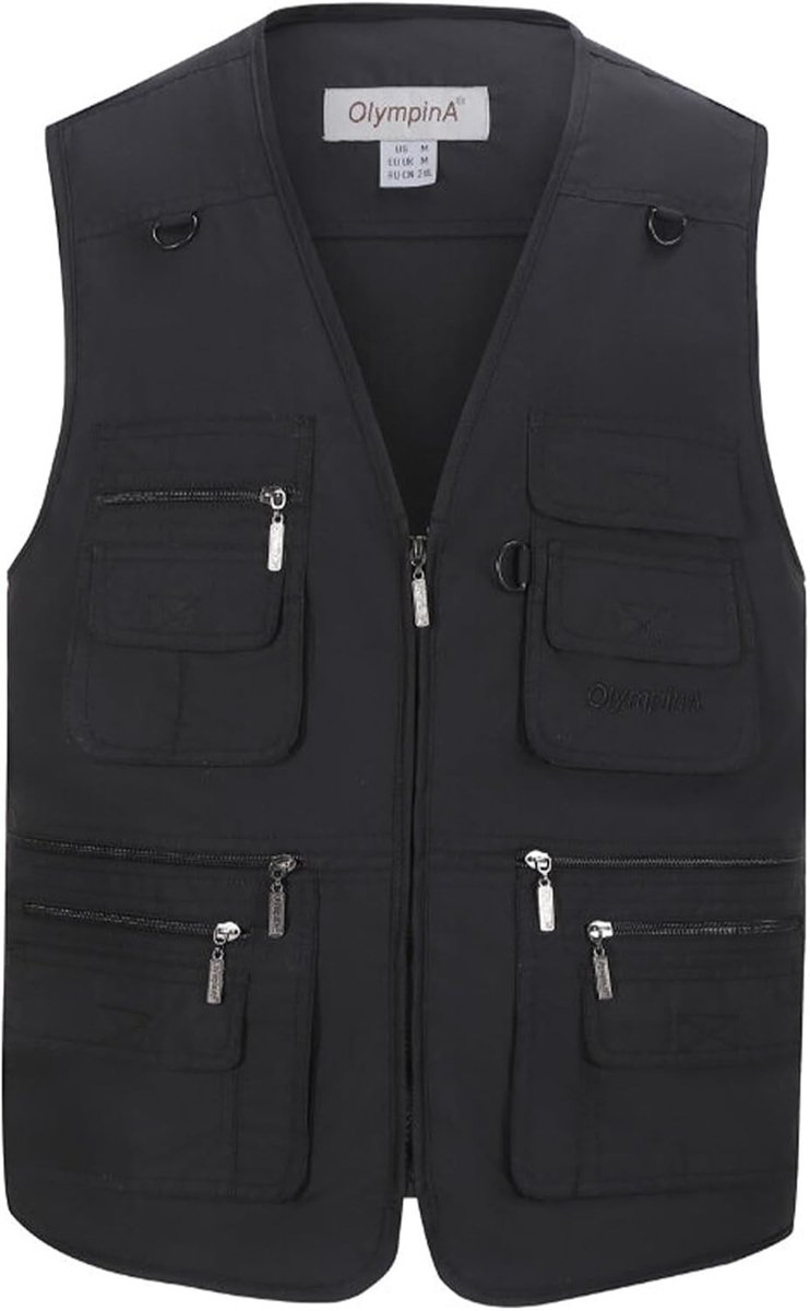 Heren Outdoor Vissen Vest - Zwart - 4XL - Ademend Lichtgewicht Gilet met Meerdere Zakken - Voor Activiteiten in de Buitenlucht