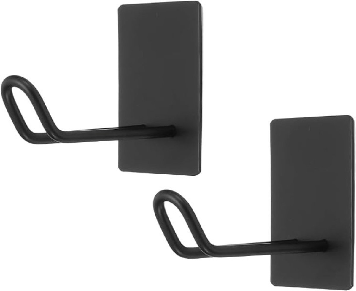PolkaHome 2 stuks zelfklevende wandhaken, roestvrij staal, waterdicht, zonder boren, voor badkamer en keuken, zwart