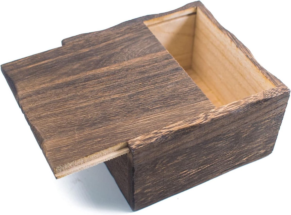 Decoratieve Houten Opbergdoos met Schuifdeksel voor Sieraden en Cadeaus - 10.5 x 10.5 cm, Vierkant en Praktisch