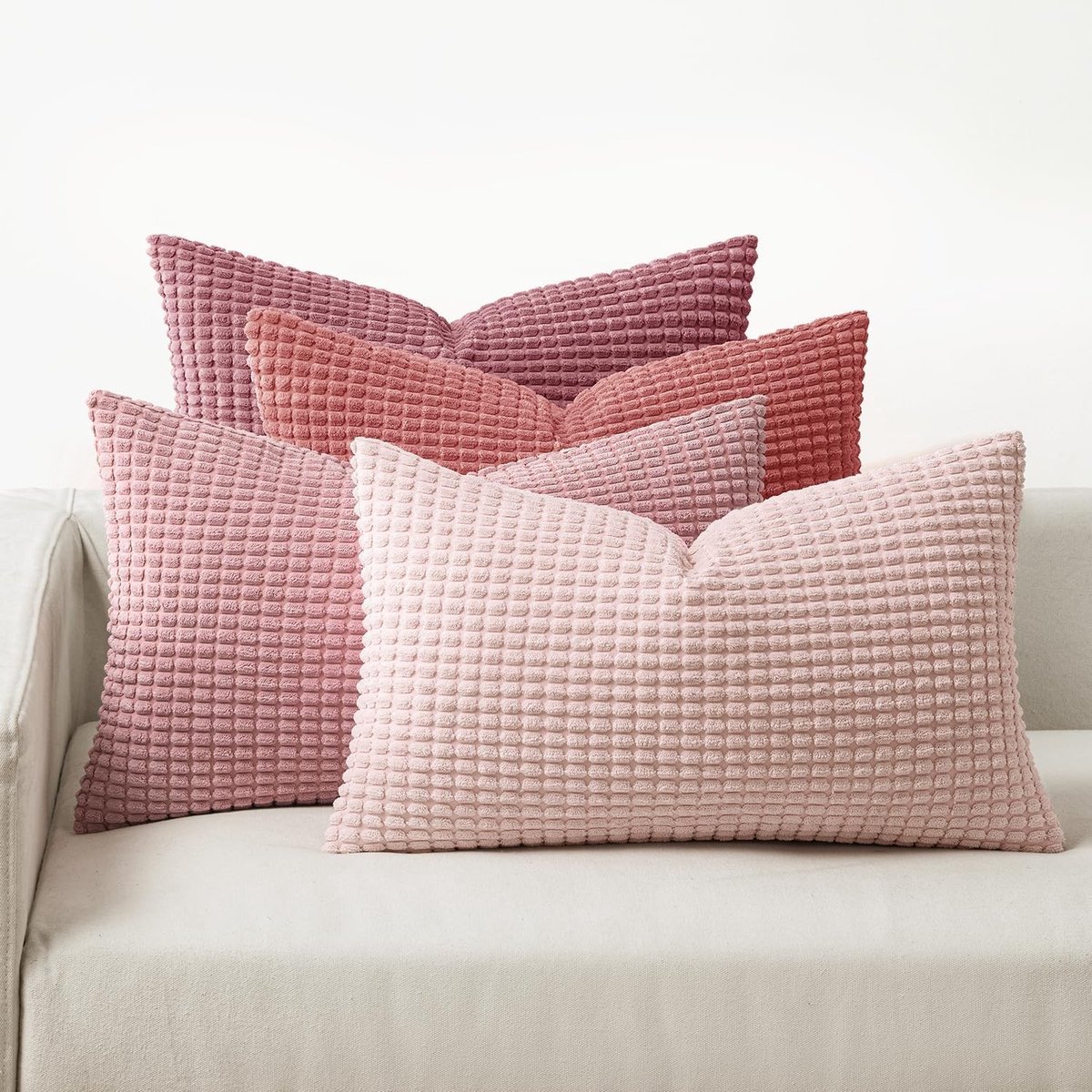 Decoratieve Kussenhoezen voor Sofa en Stoelen - Moderne, Zachte en Duurzame Kussens 60x40cm in Roze - Set van 4 Stuks voor Woonkamer en Slaapkamer