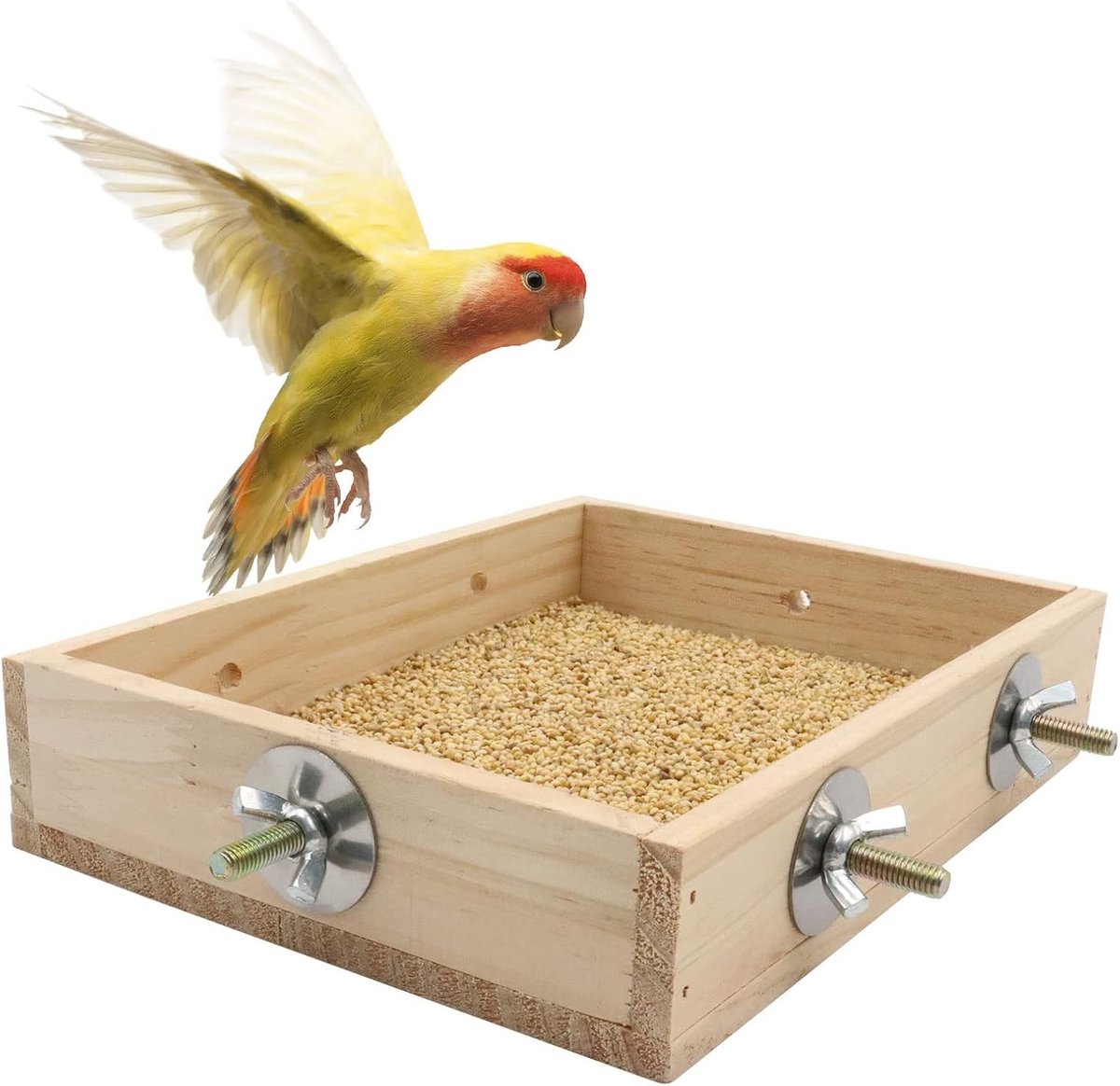 Houten Voederkom voor Papegaaien en Kleine Dieren, Natuurlijk Voedingsbakje, Ideaal als Speeltoestel en Perch voor Gezelschapsdieren