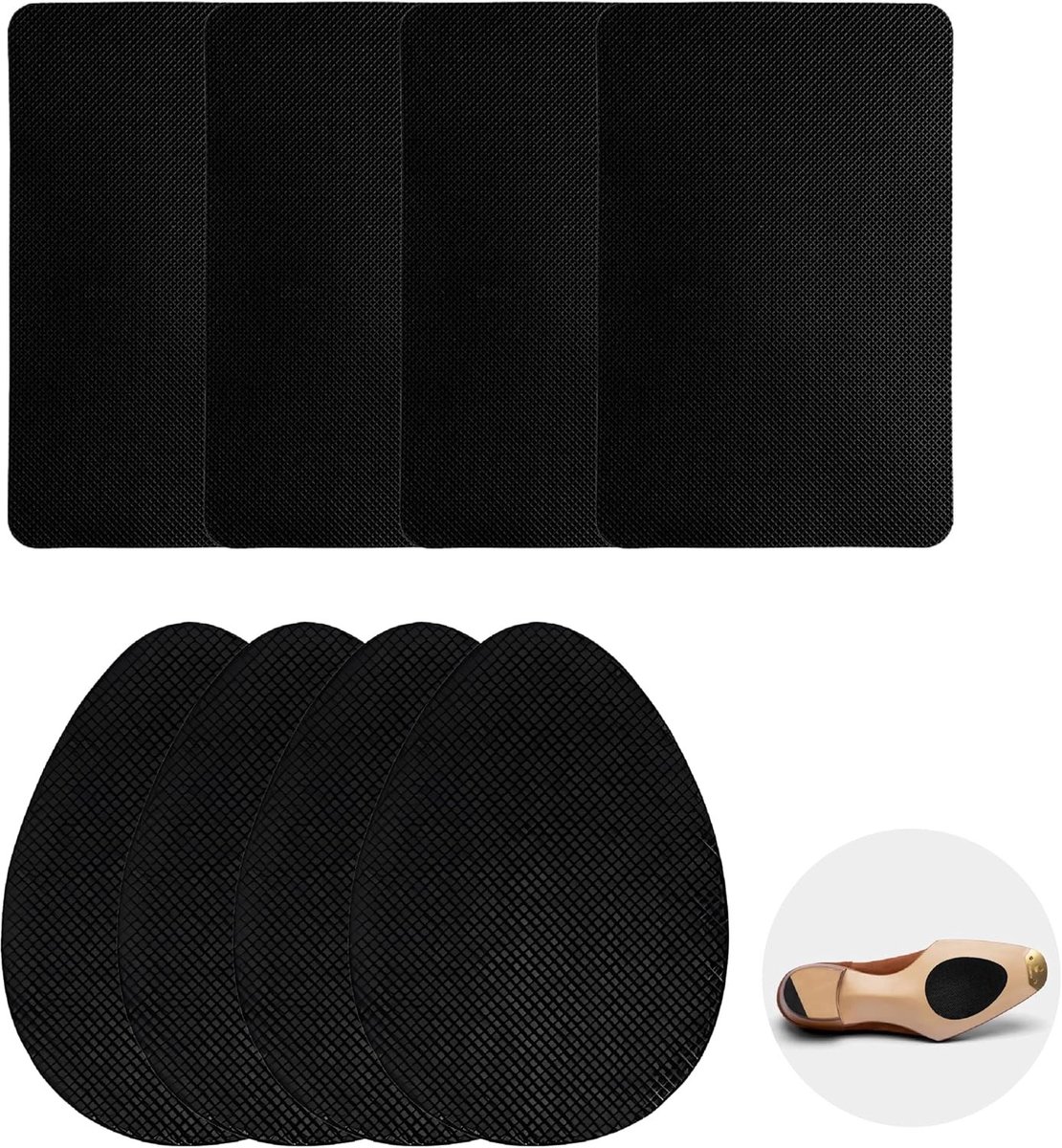 Set van 8 antislip zoolpads, zelfklevende rubberen zolen, geluidsreducerende schoenzolen, bescherming voor schoenen, duurzame zoolbeschermers