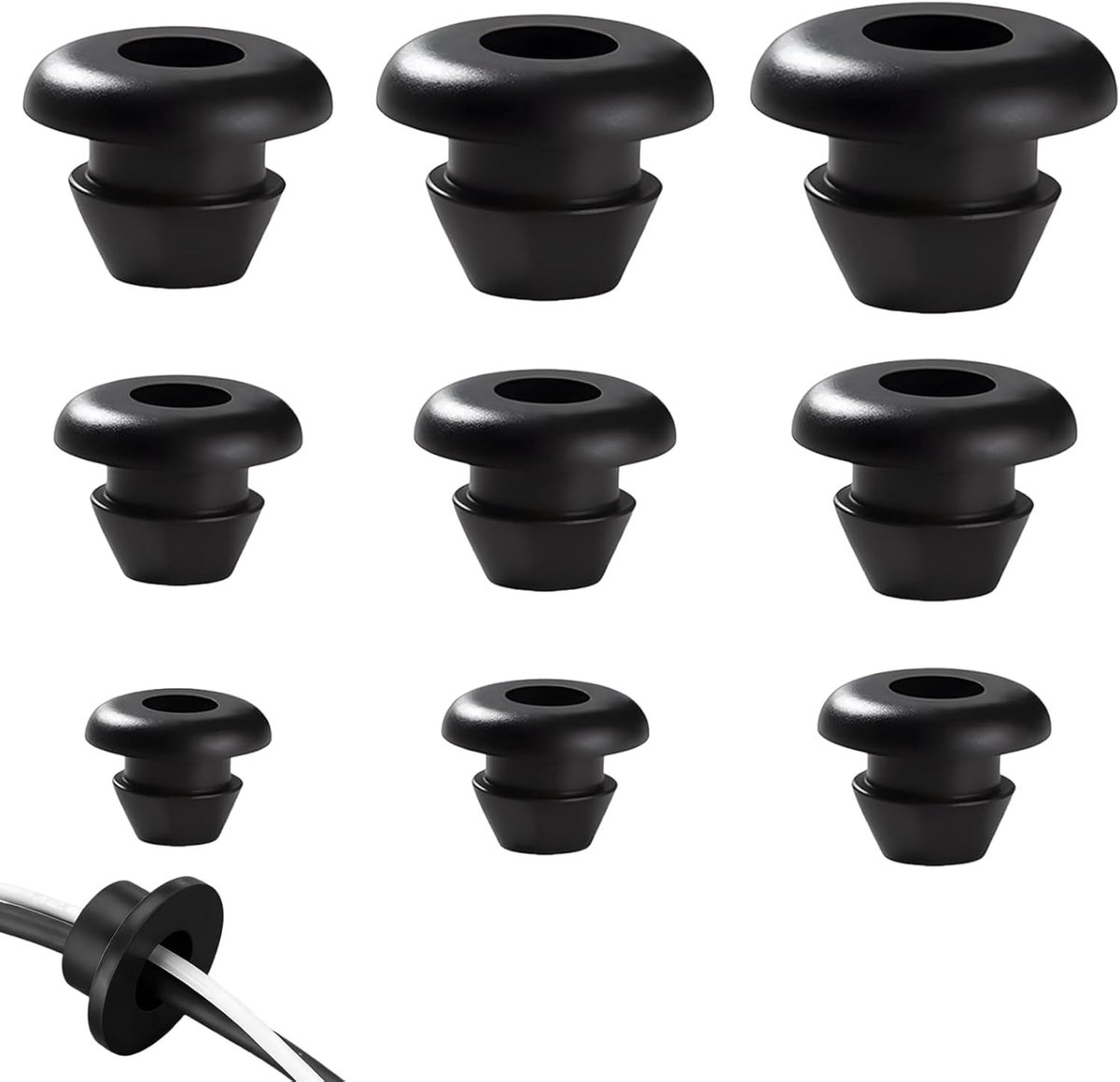 Set van 135 rubberen kabeldoorvoeren, waterdicht en slijtvast voor optimale bescherming van kabels en draden (3/4/5/6/7/8/10/12/14 mm)