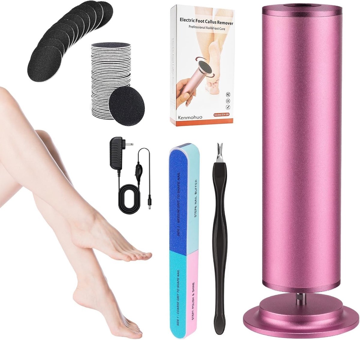 Professionele Voetvijl voor het Verwijderen van Eelt, 60 Schuurdiscs voor Droge Hielen en Ruwe Voeten, Perfect voor Pedicure en Verzorging van Huidproblemen
