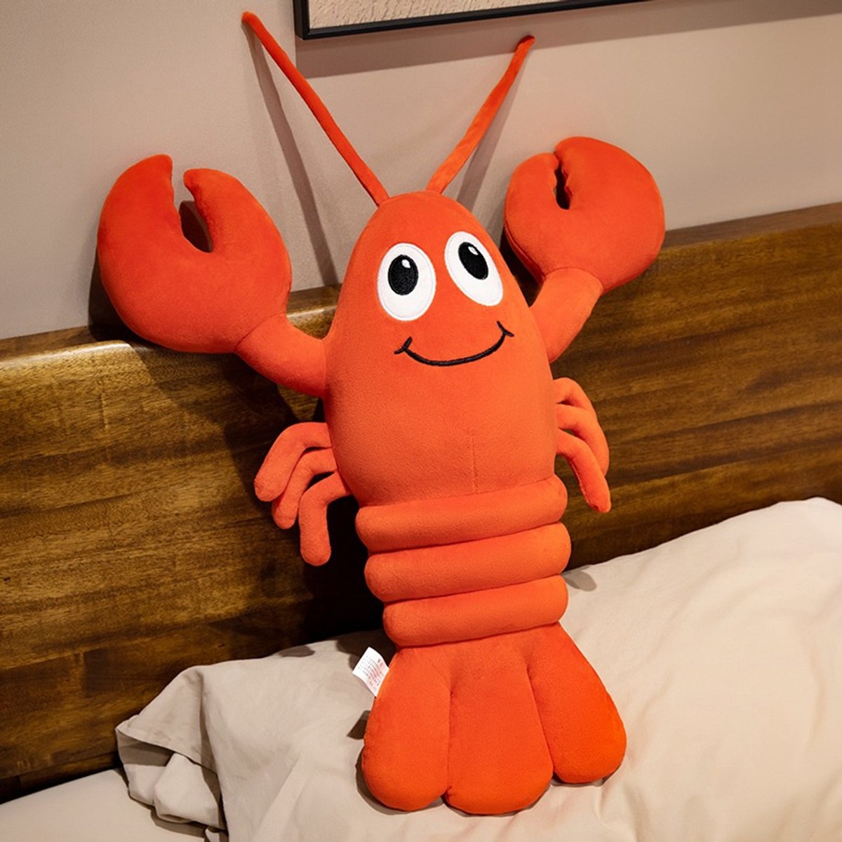 Langwerpige Pluche Kreeft Kussen‑Schattig Slaapmaatje Knuffelpop‑Woonkamer Rugkussen, 60 cm
