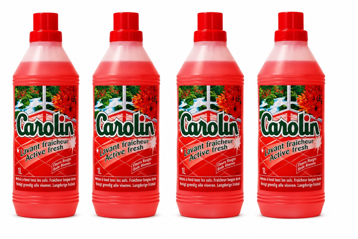 Carolin - Vloerreiniger - Rode Bloemen - 1 L - Voordeelverpakking - 4 stuks