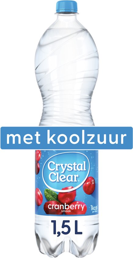 Crystal Clear cranberry frisdrank met koolzuur in 1,5L fles.