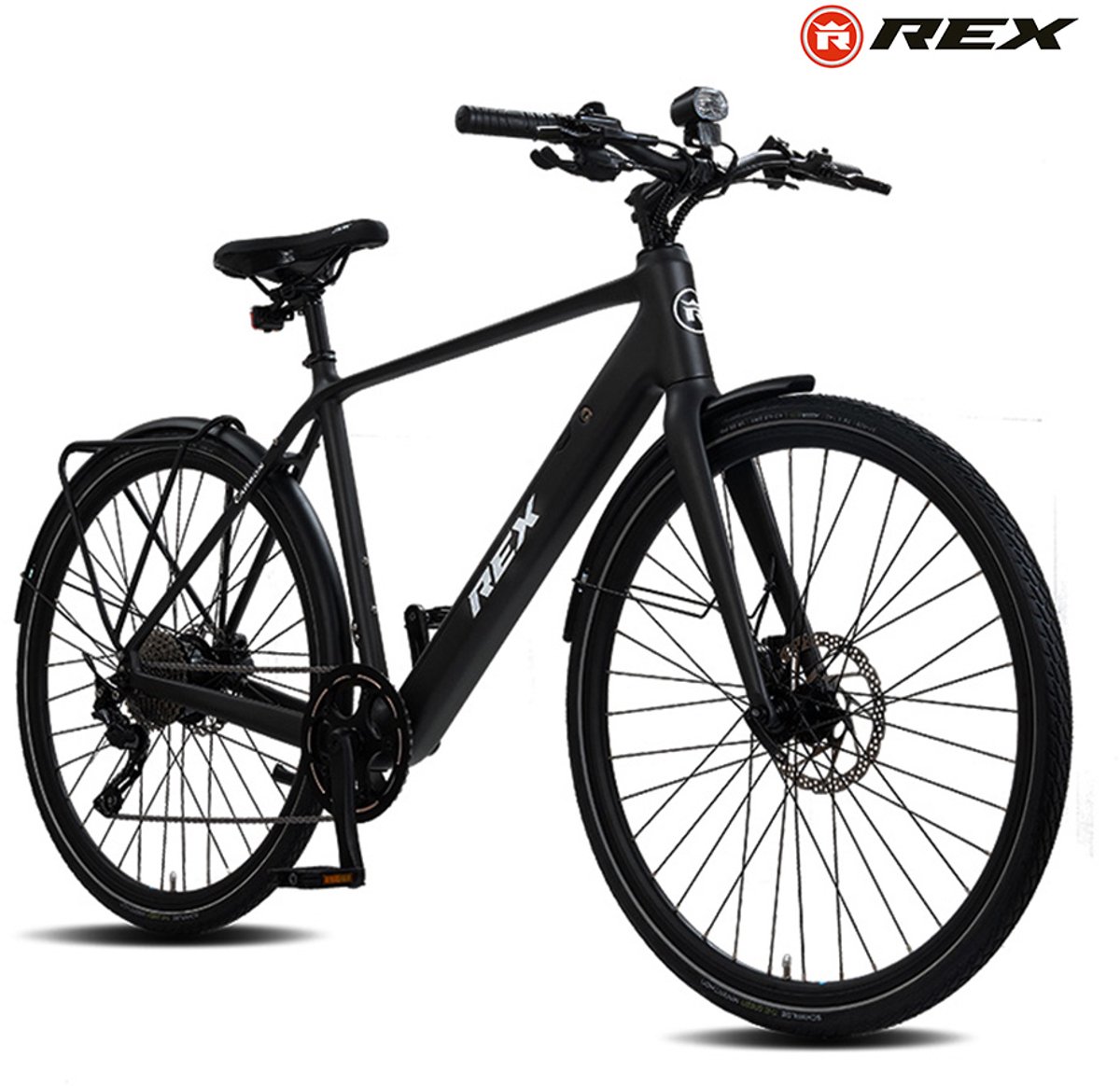 Rex Carbon City Elektrische Fiets 28 inch, Lichtgewicht Fiets met Carbon Frame, 16,5 kg, 52 cm Wave Frame, Elektrische Stadsfiets, 250W Achtermotor, 40 Nm, Shimano 10 Versnellingen, voor Dames en Heren