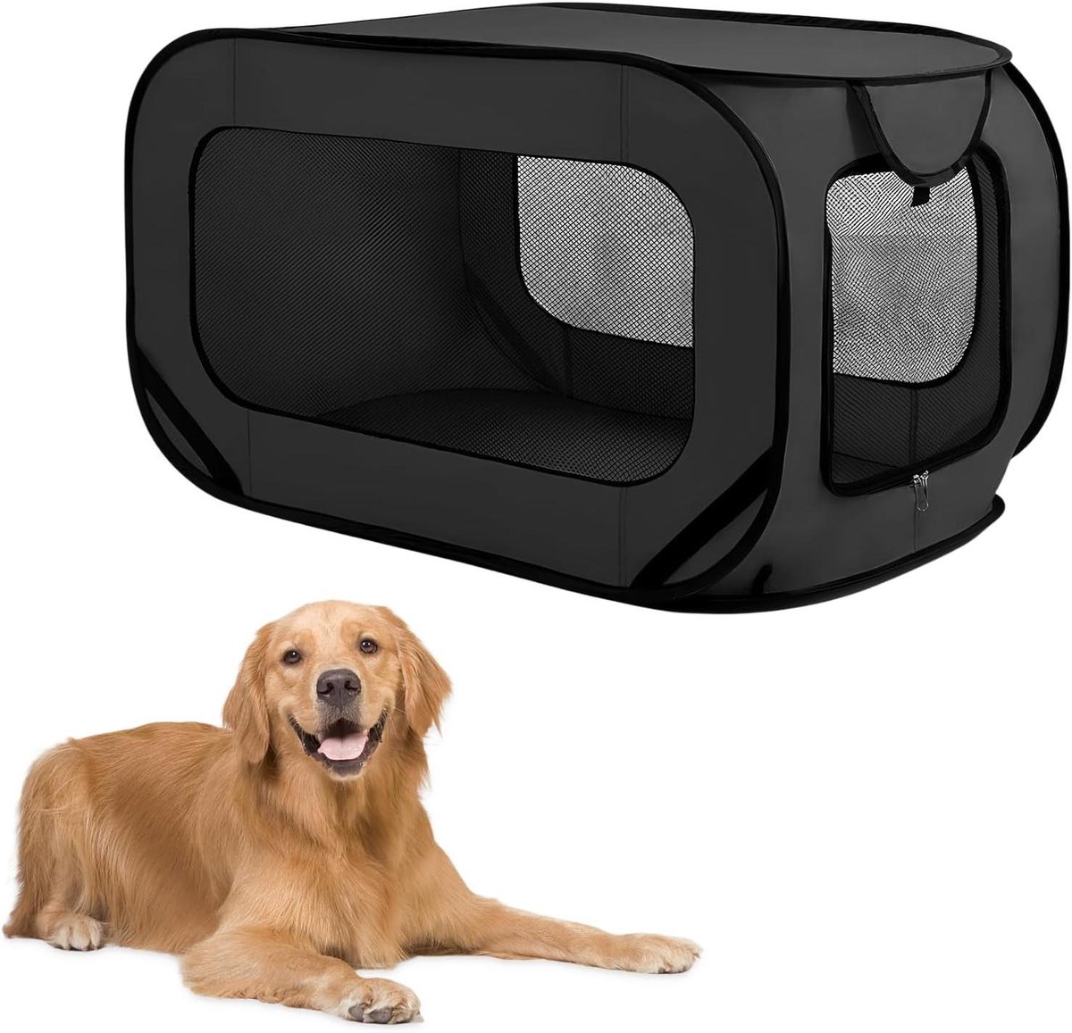 Honden Reiskoffer - Draagbare Bench - Veilig Vervoer - Opvouwbaar Met Opbergtas - 94x53x53cm - Zwart