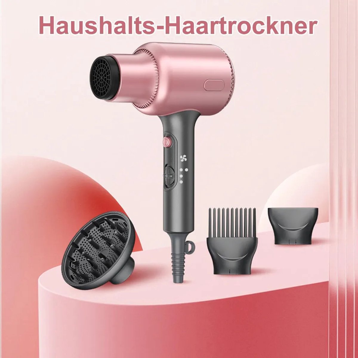 Haardroger, haardroger geschikt voor diffuser, negatieve ionen haardroger geschikt voor 3 accessoires, 1500W haardroger, sneldrogend, krachtige haardroger, anti-frizz, haardrogerset geschikt voor het hele gezin.