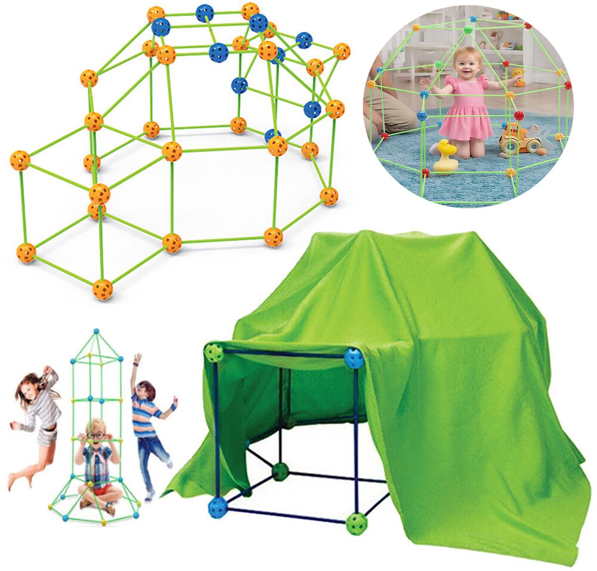 Bouwpakketten Voor Forten Voor Kinderen, Huttenbouwset Speeltent, Doe-Het-Zelf Knutselpakketten, 3d Speelhuisje Tent Speelgoed.