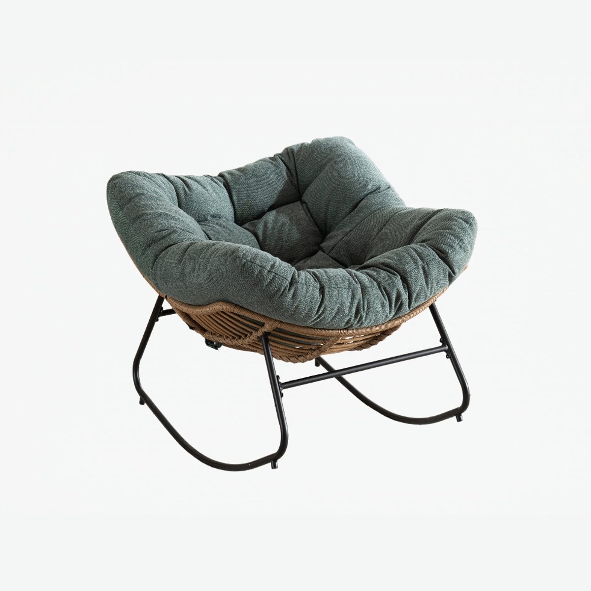 Moderne schommelstoel - Chenille accentstoel - Ergonomisch ontwerp - Stressverlichtend - Max 158 kg - Schommelstoel voor babykamer - 95x107x83 cm - Groen