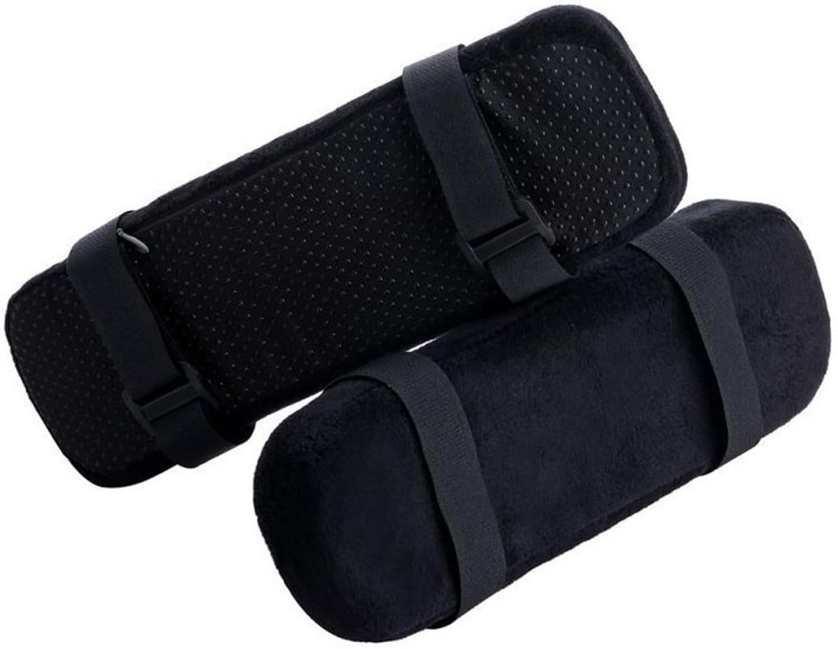 Comfortabele Armsteun Kussens voor Stoelen - Set van 2 - Zwart - Geheugenfoam - Wasbaar - 23.5 x 7.5 x 3 cm - Ideaal voor Thuis en Kantoor
