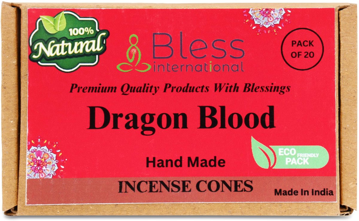 Bless-International Dragon Blood 100%-Natural-Incense-Cones Handgemaakte-Hand-Dipped Organic-Chemicals-Free - ShopVlot