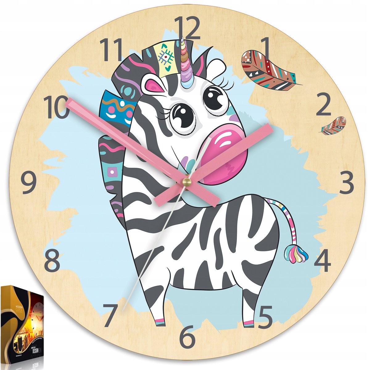 Zebra Kinderwandklok - Stille 30cm Quartz Beweging