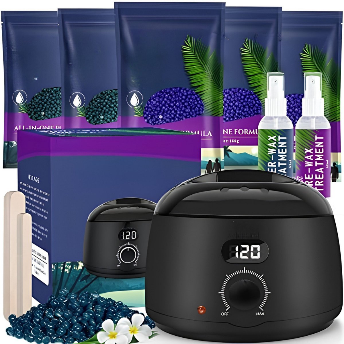 KIRA® Wax Apparaat - Complete Wax Set met Elektrische Waxverwarmer - Professionele Wax Kit voor Ontharen - Zwart - 21cm x 21cm x 17cm