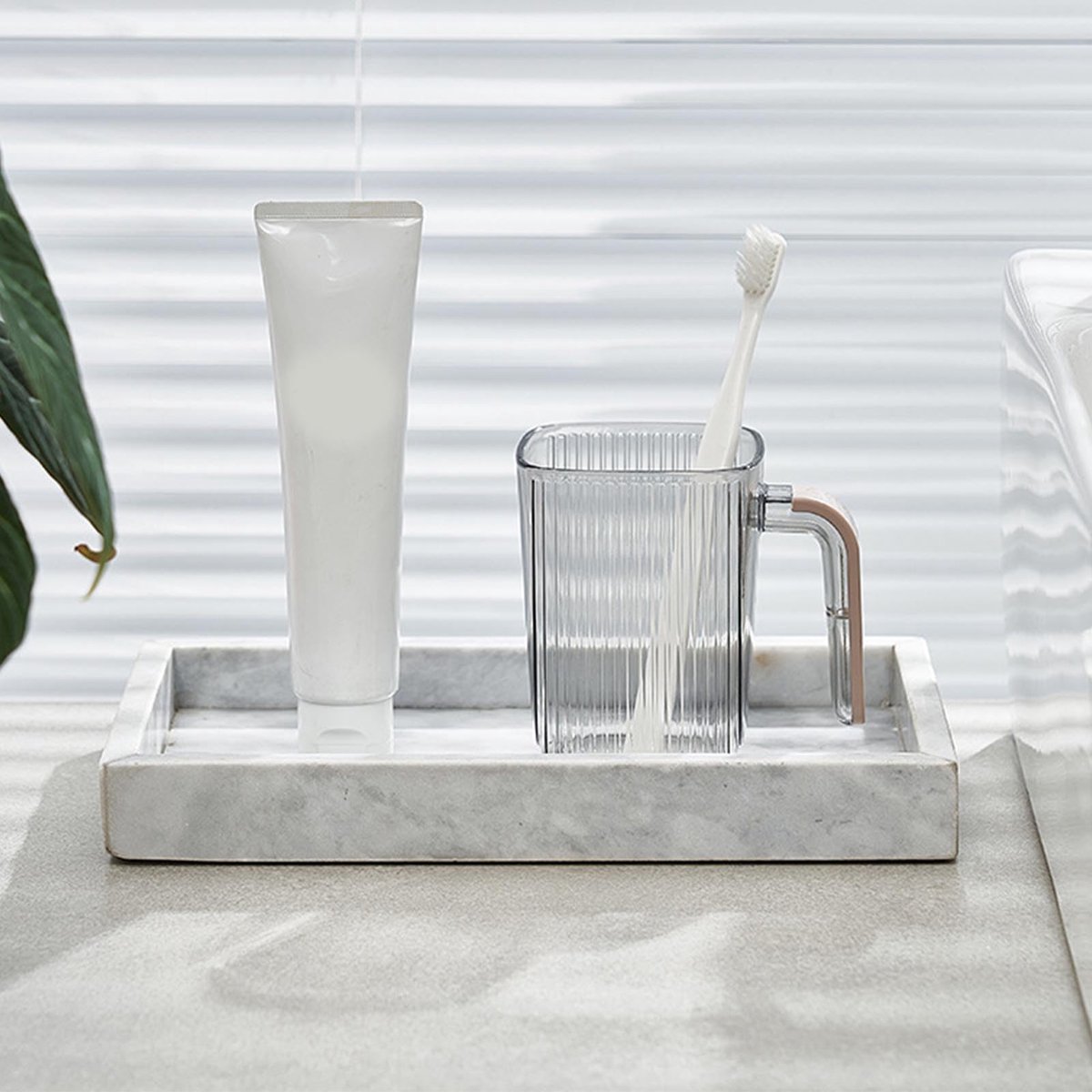 Toothbrush Cup with Handle, Pet and Abs Material Toothbrush Holder for Bathroom Counter, Reusable Toothpaste Cup for - ShopVlot