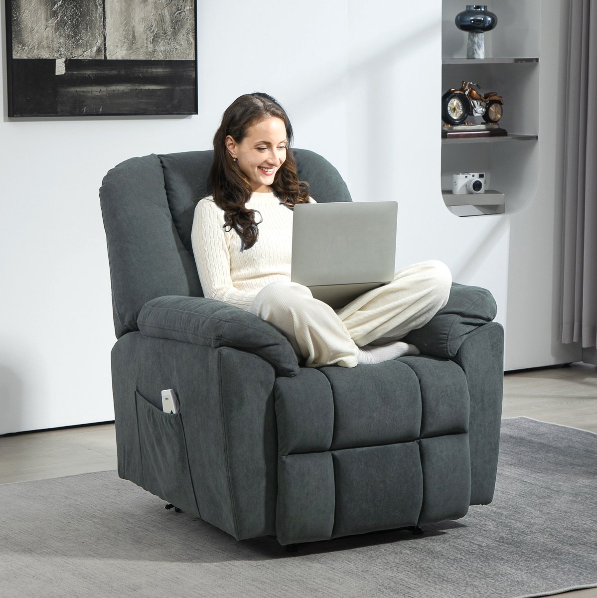 MODFU - Relaxfauteuil - Elektrisch - Massagefunctie - Warmtefunctie - Donkergrijs