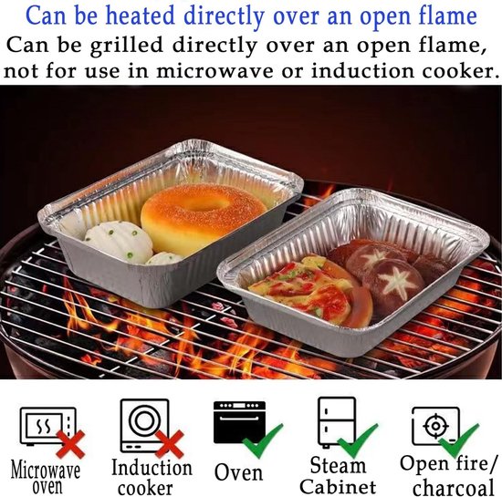 Aluminium Grillschalen - Zilver - 31 x 21 x 5 cm - Wegwerp Aluminiumfolie met Deksel - Voor Grillen en Bakken — afbeelding 4