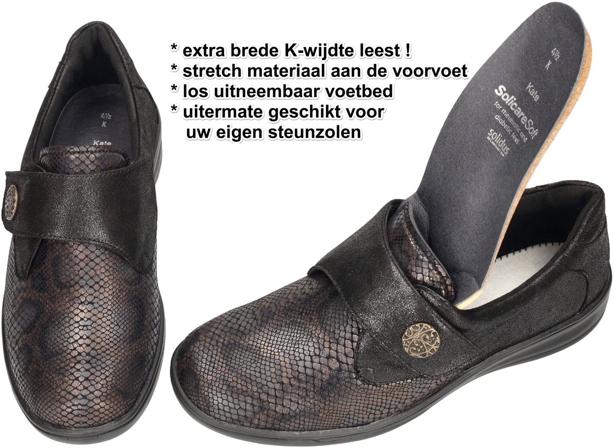Solidus -Dames - bruin donker - lage gesloten schoenen - maat 40.5