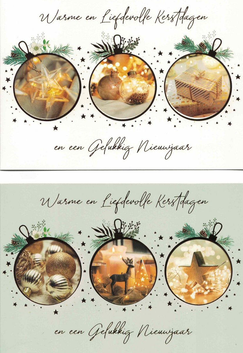Wenskaarten - kerstkaart - set van 8 - 8 luxe kerstkaarten - 2 x 4 luxe kerstkaarten met envelop