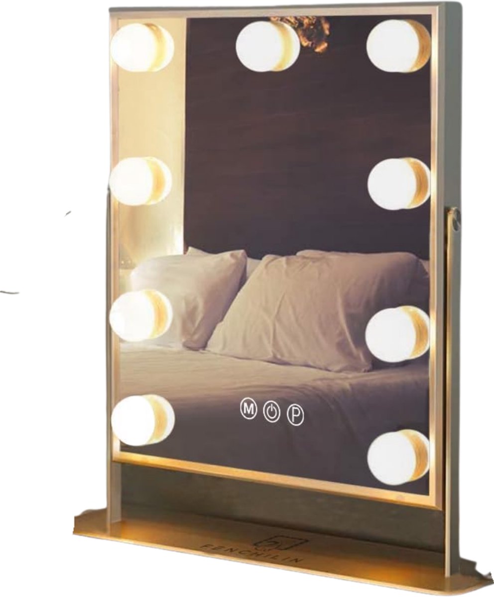 KIRA® Hollywood Spiegel - Hollywood Spiegel Met Bluetooth - Hollywood Spiegel Met Verlichting - ‎Zwart - 37cm x 25cm x 1cm