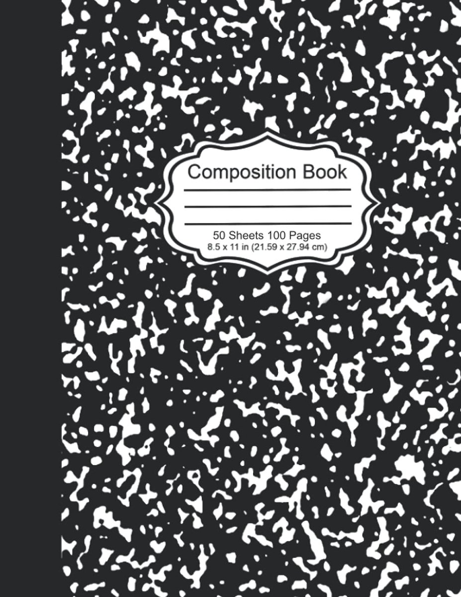 Marble Cover Composition Book with 50 Sheets / 100 Pages of Wide Ruled White Paper: College Ruled Composition - ShopVlot