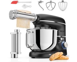 Fentic Keukenmachine - 2000W - Keukenrobot - Incl. Pastaroller en extra accessoires - 6,2L Mengkom - Foodprocessor - Pastamachine - Zwart