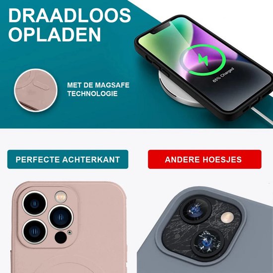 iPhone met MagSafe technologie draadloos opladend op roze hoesje.
