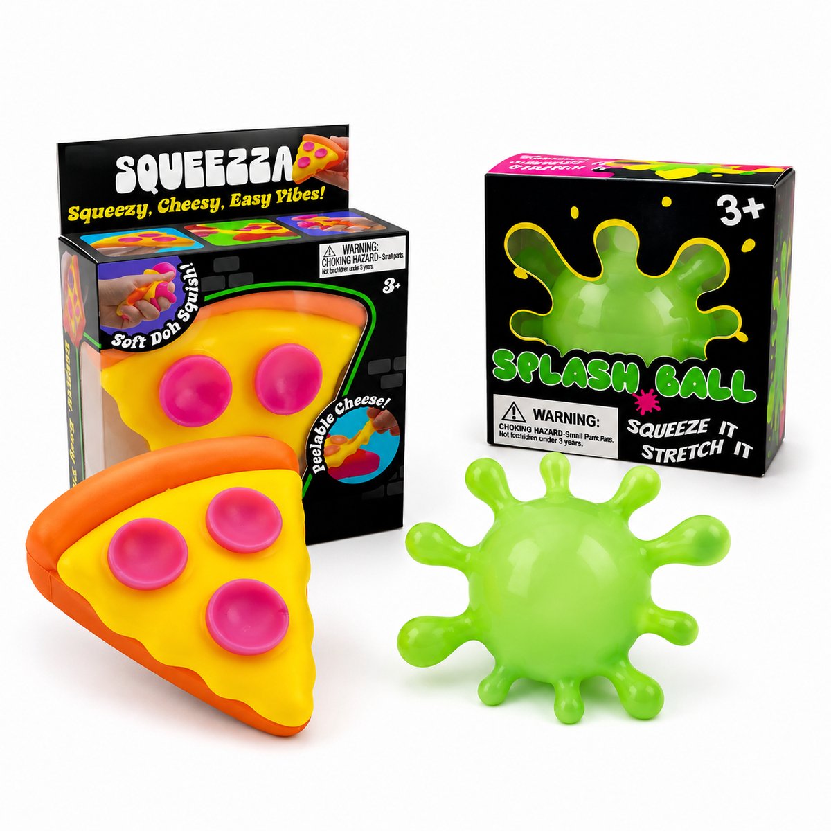 Happy Trendz® 2 Stuks Top Squishy Soft Rising - Pizza piece - Splash Ball - Hndy Ball Splash - Must Have 2026-2027 - Wow Effect - Fidget Toys - Set Toppers