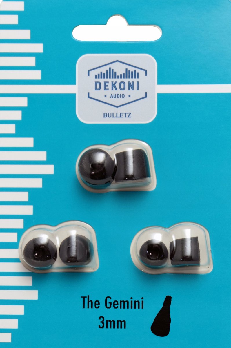 Dekoni Bulletz Gemini Oordopjes - 3mm Klein - Zwart