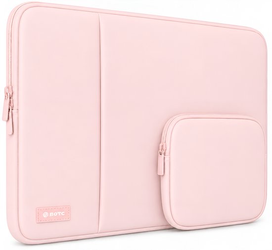 Housse d'ordinateur portable rose BOTC avec pochette séparée. La housse mesure 15,6 pouces et possède une poche supplémentaire.